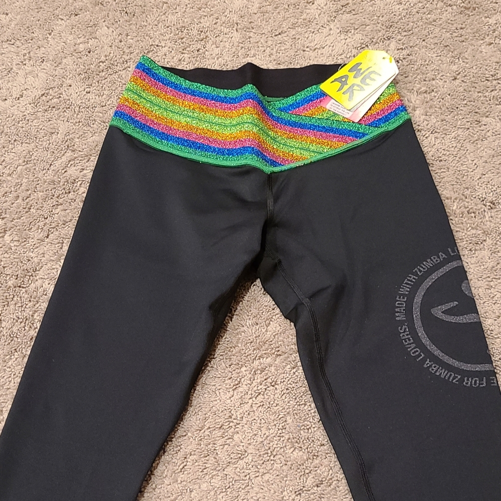 Full length Zumba leggings glitter waistband S